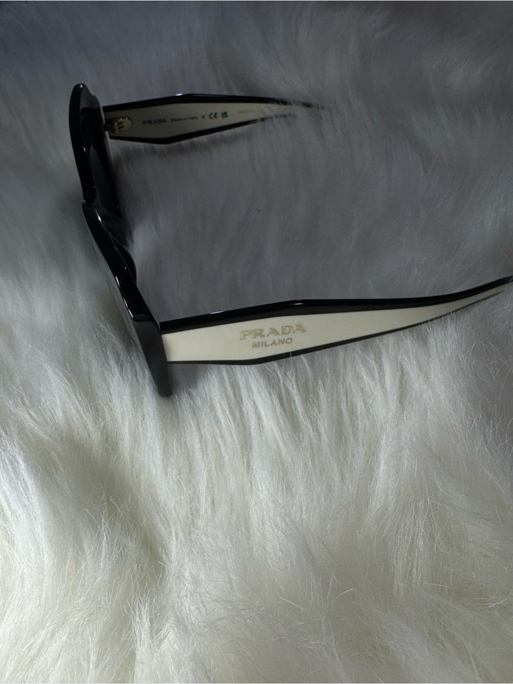 Prada Two-Tone Black and White Milano Logo Sunglasses